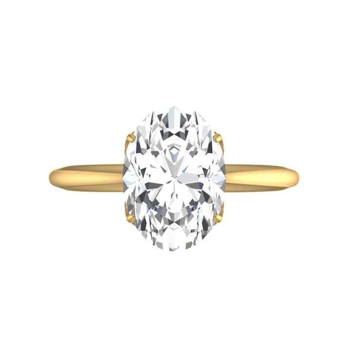 Studded Petal Prong 3 Carat Lab Grown Oval Engagement Ring