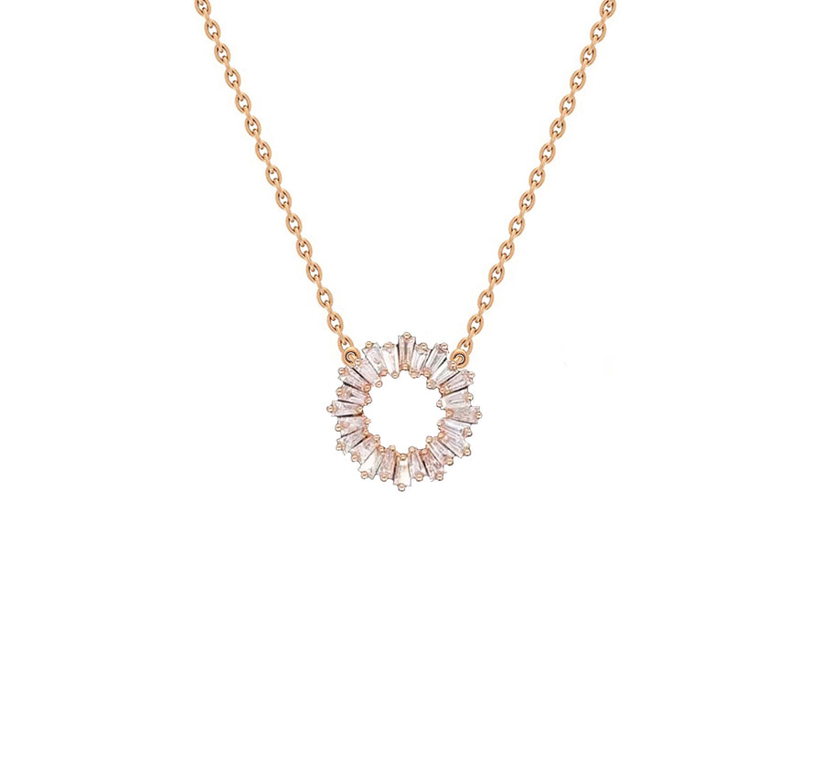 Sunburst Halo Diamond Necklace