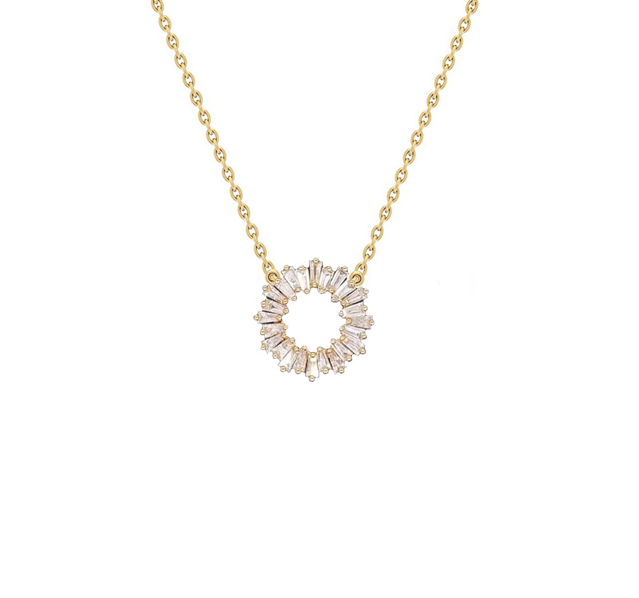 Sunburst Halo Diamond Necklace