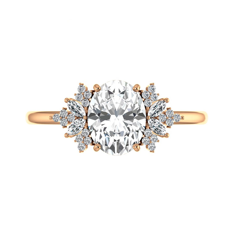 Thea 2 Carat Oval Lab Grown Diamond Engagement Ring in 18K Gold