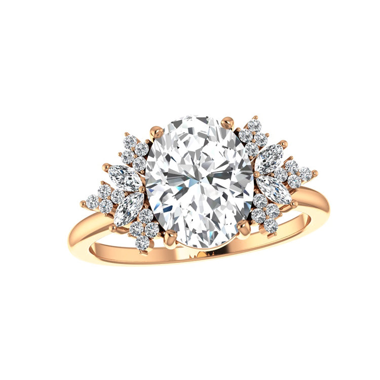 Thea 2 Carat Oval Lab Grown Diamond Engagement Ring in 18K Gold