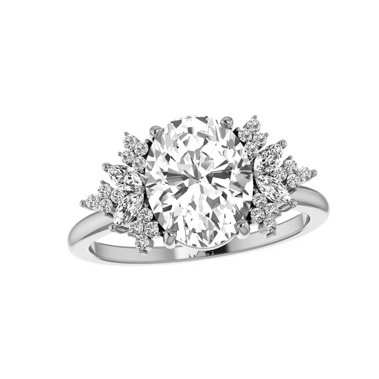 Thea 2 Carat Oval Lab Grown Diamond Engagement Ring in 18K Gold