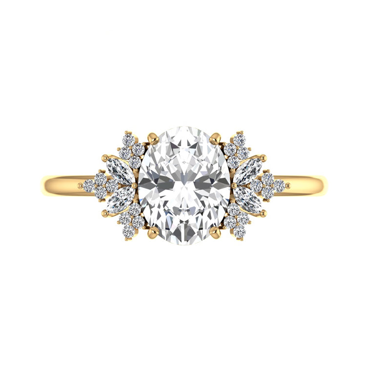 Thea 2 Carat Oval Lab Grown Diamond Engagement Ring in 18K Gold