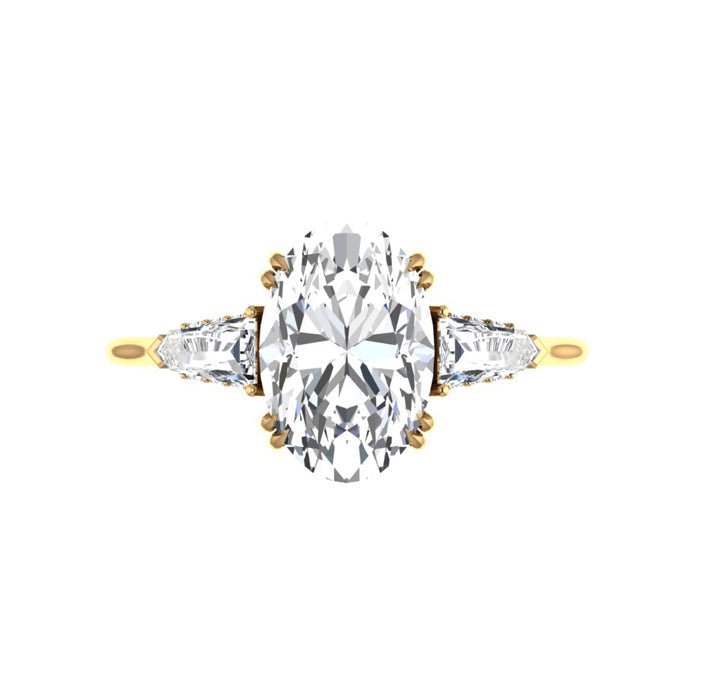 Amanda Three Stone Oval Lab Grown Diamond Engagement Ring