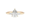 2 Carat Three Stone Pear Natural Diamond Engagement Ring in 18K Gold - GEMNOMADS