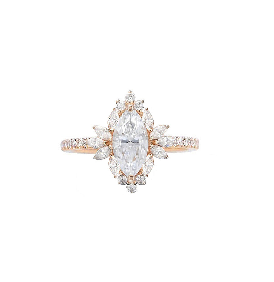 Valerie 2 Carat Marquise Natural Diamond Engagement Ring in 18K Gold
