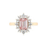 Art Deco 3 Carat Lab Grown Pink Emerald Diamond Engagement Ring in 18K Yellow Gold