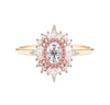 art deco pink halo diamond ring yellow gold