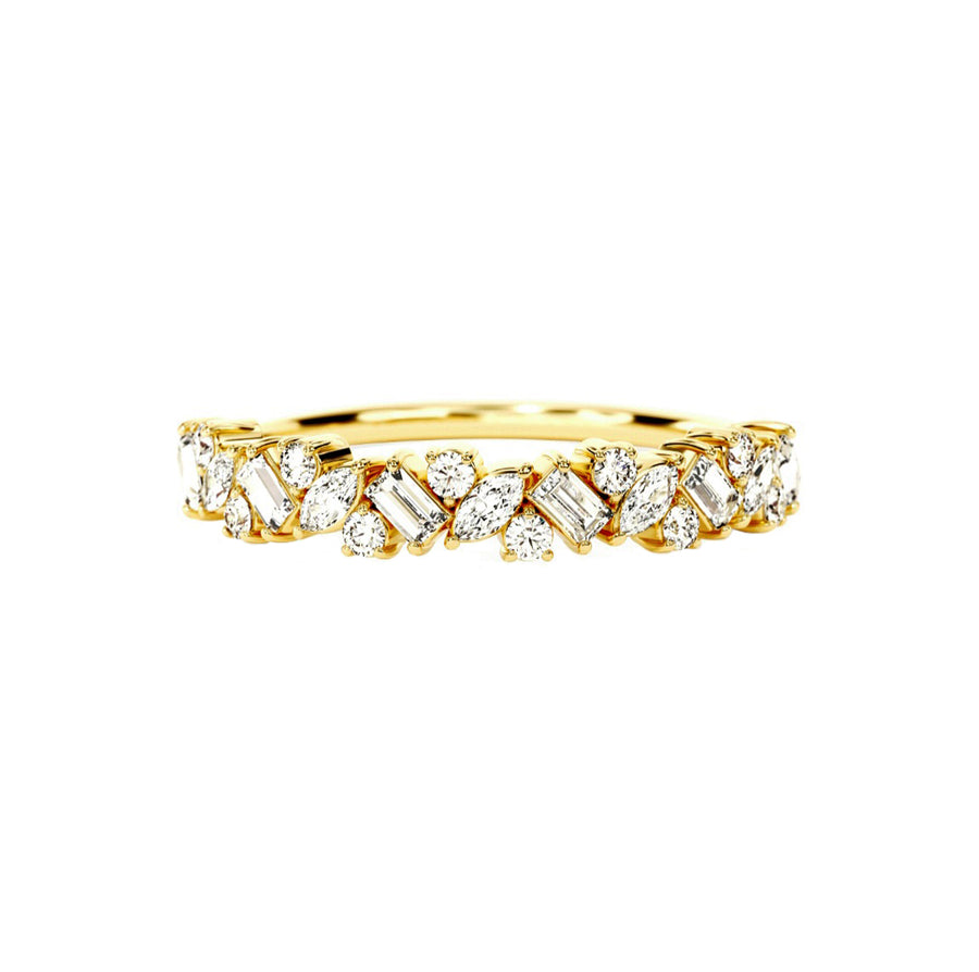 Vienna Art Deco Straight Diamond Wedding Ring in 18K Gold