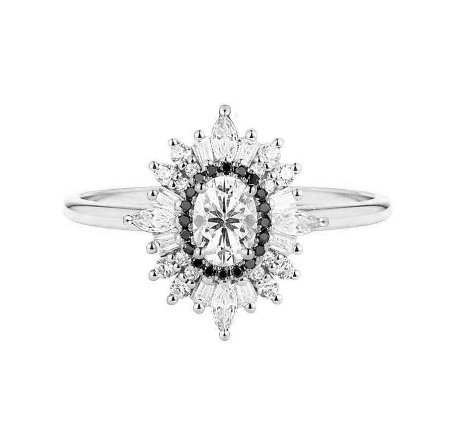 Vienna Art Deco Natural Diamond Engagement Ring in 18K Gold