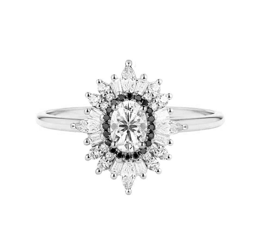 Vienna Art Deco Lab Grown Diamond Engagement Ring in 18K Gold