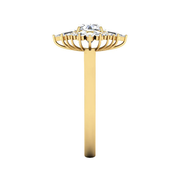Sydney Art Deco 1 Carat Natural Round Diamond Engagement Ring in 18K Gold