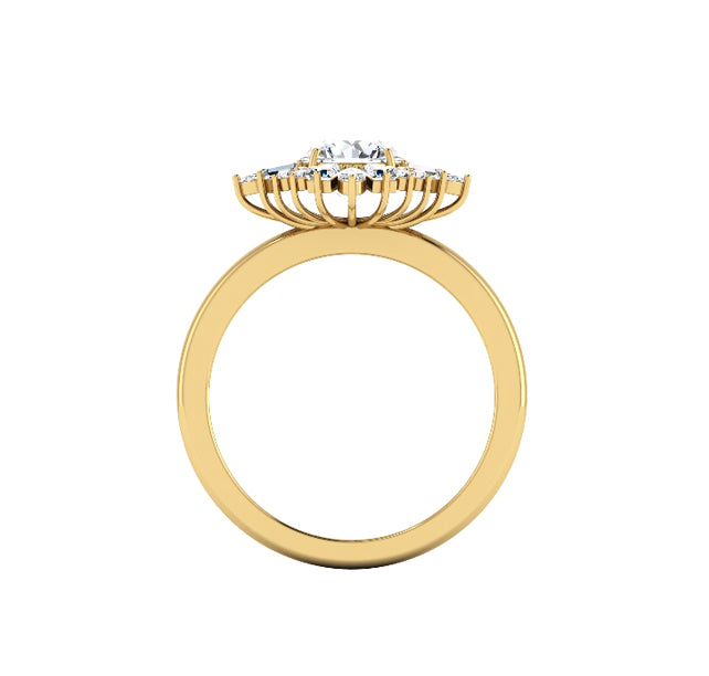 Sydney Art Deco 1 Carat Lab Grown Round Diamond Engagement Ring in 18K Gold