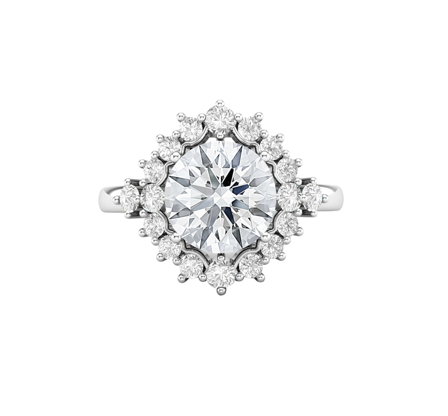 Aubrey Vintage Halo Round Diamond Engagement Ring 14K Gold