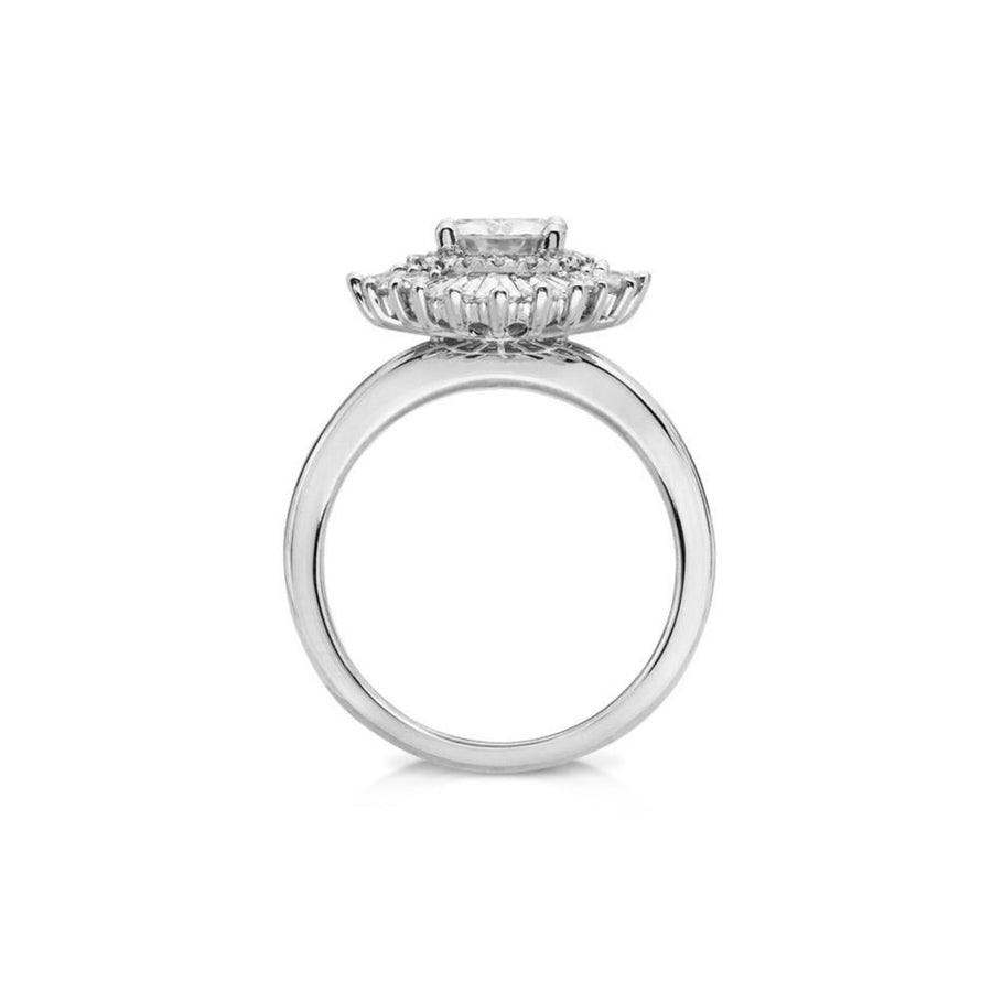 Stella Art Deco 1 Carat Lab Grown Round Diamond Engagement Ring in 18K Gold