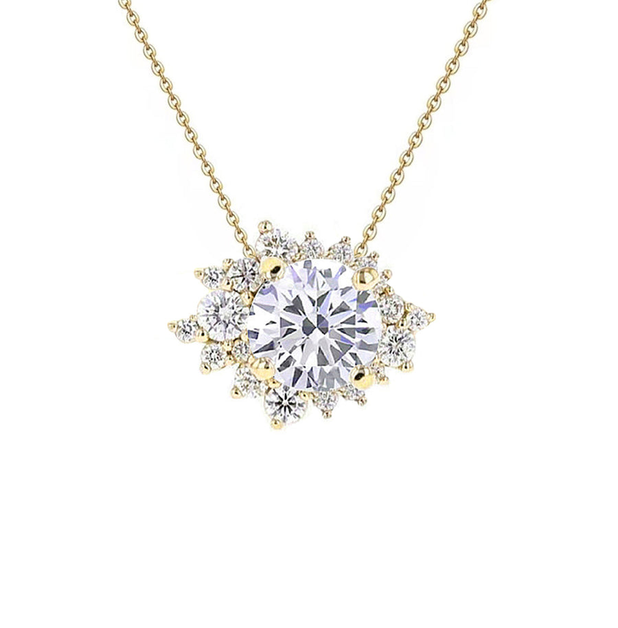 Asymmetric Halo Lab Round Diamond Necklace