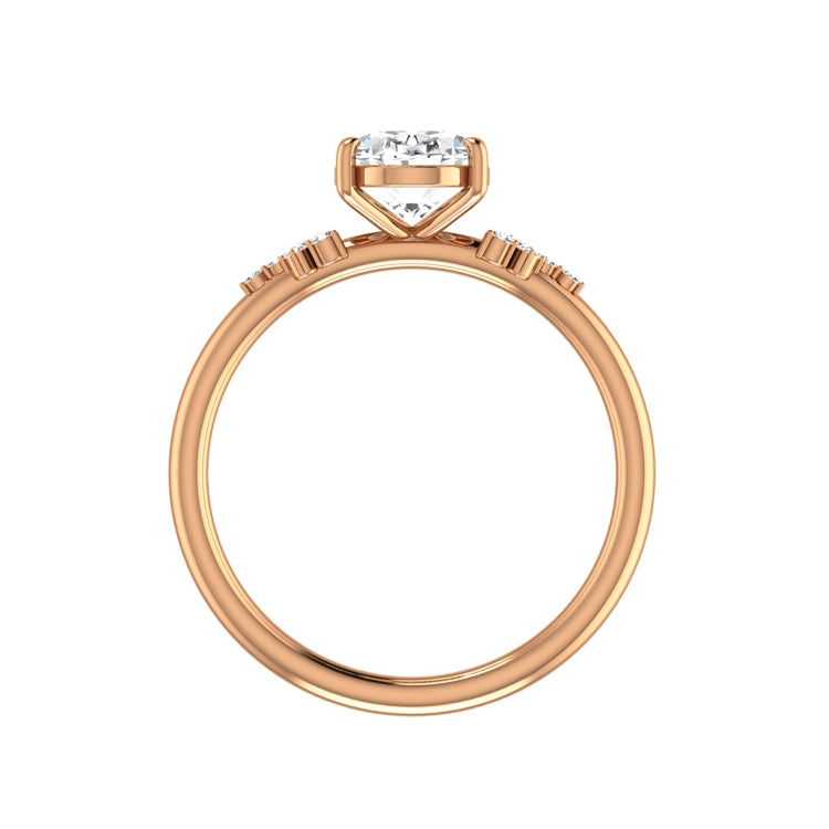 cluster oval diamond engagement ring rose gold