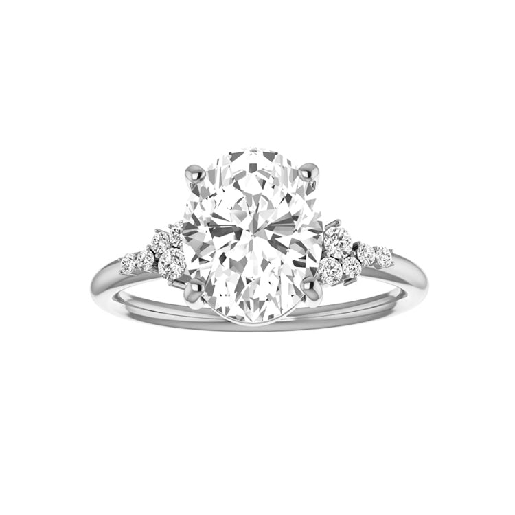 cluster oval diamond engagement ring white gold