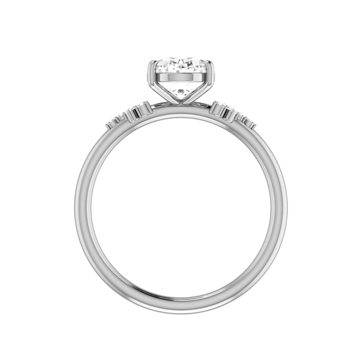 cluster oval diamond engagement ring white gold