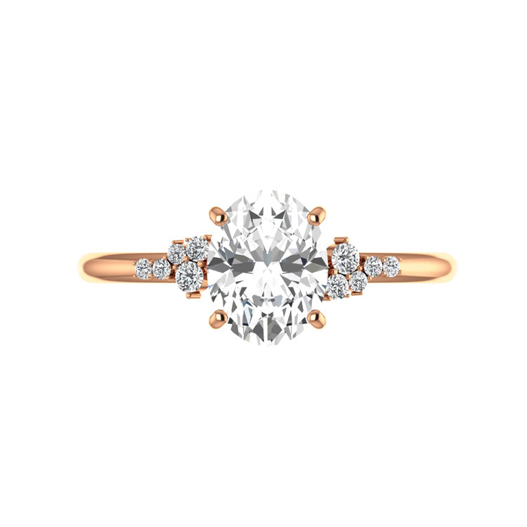 cluster oval diamond engagement ring rose gold