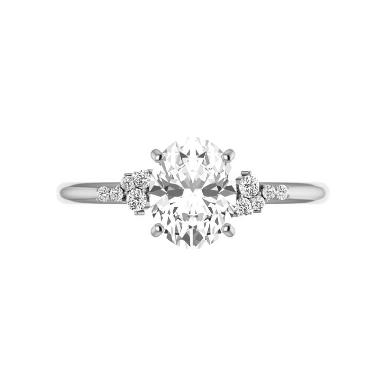 cluster oval diamond engagement ring white gold