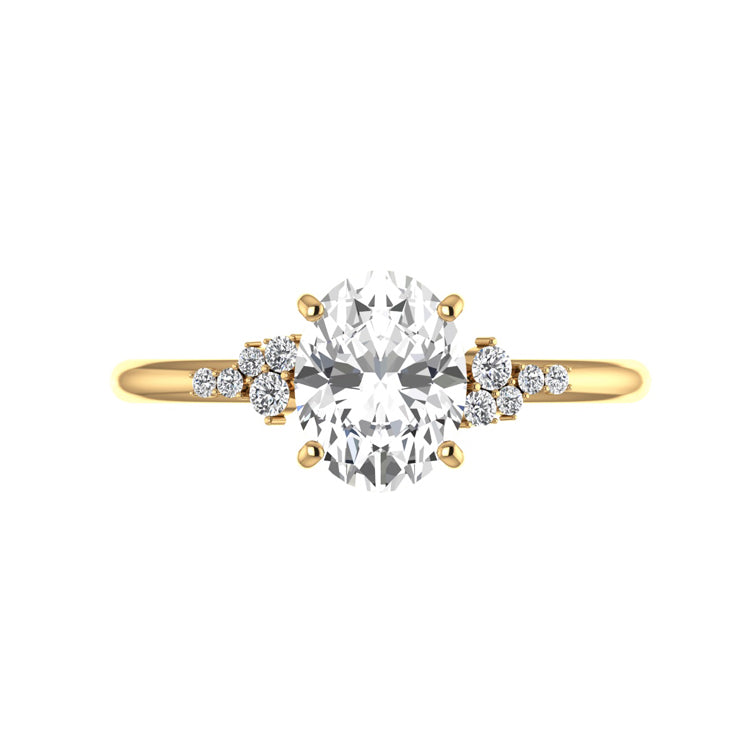 cluster oval diamond engagement ring yellow gold