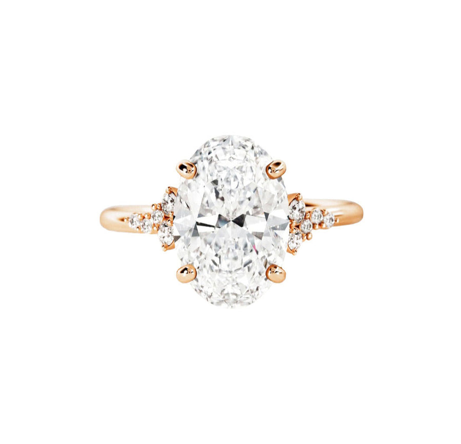 cluster oval diamond engagement ring yellow gold