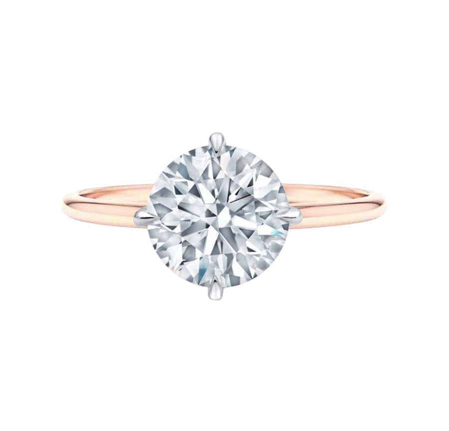 Compass Set 2 Carat Round Lab Grown Diamond Engagement Ring in 18K Gold