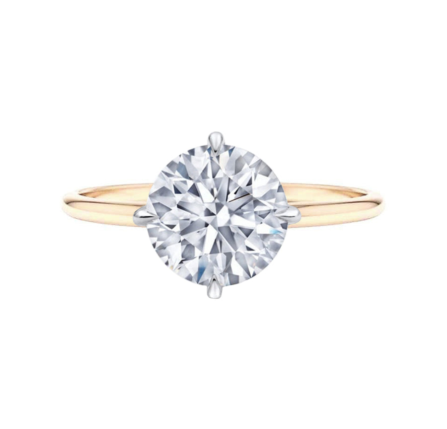 Compass Set 2 Carat Round Lab Grown Diamond Engagement Ring in 18K Gold