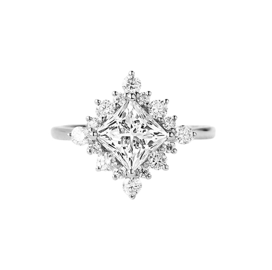 Alora Princess Cut Lab Grown Diamond Engagement Ring in 18K Gold