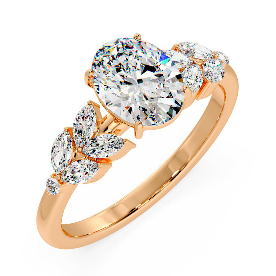 Ophelia 1.5 Carat Oval Natural Diamond Engagement Ring in 18K Gold