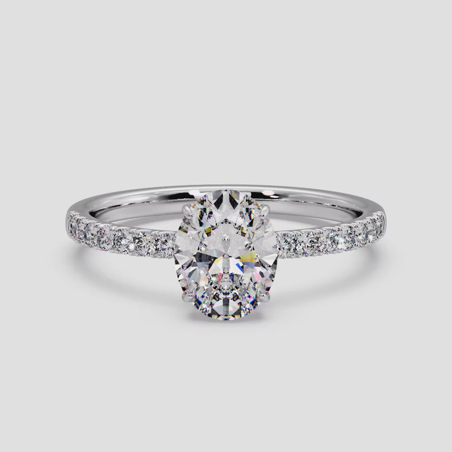 2 Carat Low Profile Pave Lab Diamond Engagement Ring in 18K Gold