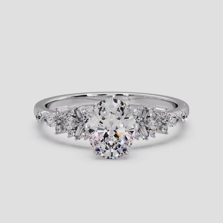 Fiora 3 Carat Oval Lab Grown Diamond Engagement Ring in 18K Gold