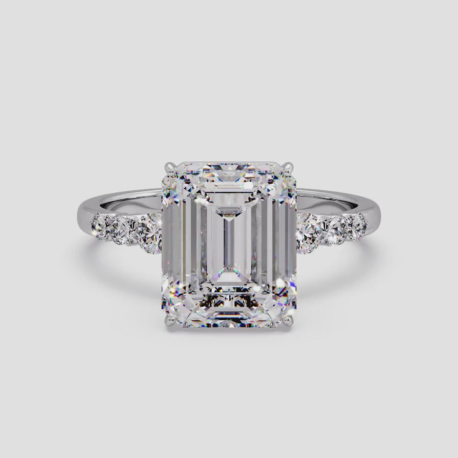 Elara 1 Carat Emerald Cut Natural Diamond Engagement Ring in 18K Gold