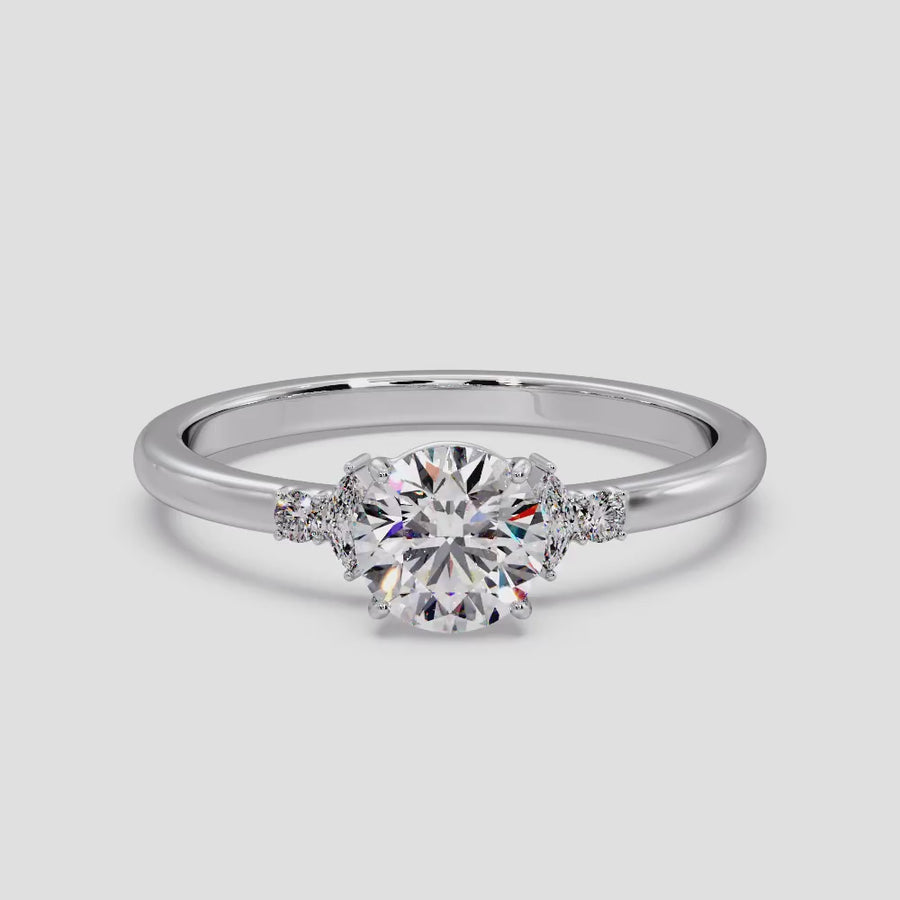 Arika 2 Carat Round Lab Grown Diamond Engagement Ring in 18K Gold