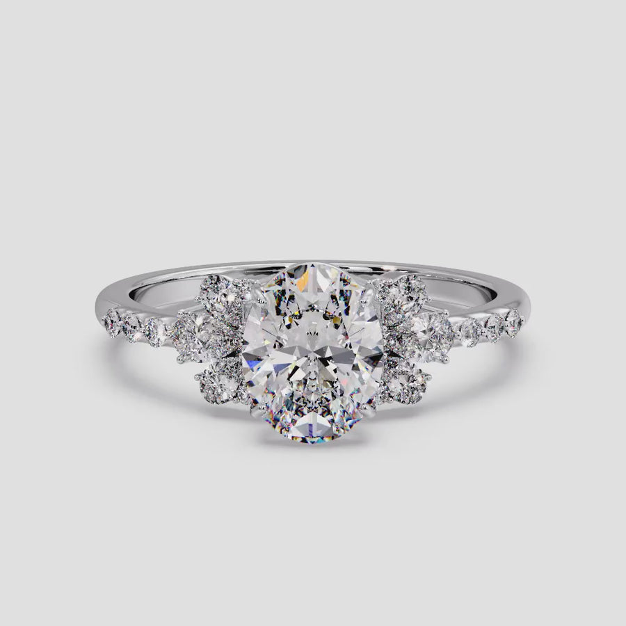 Aster 2 Carat Oval Lab Grown Diamond Engagement Ring in 18K Gold