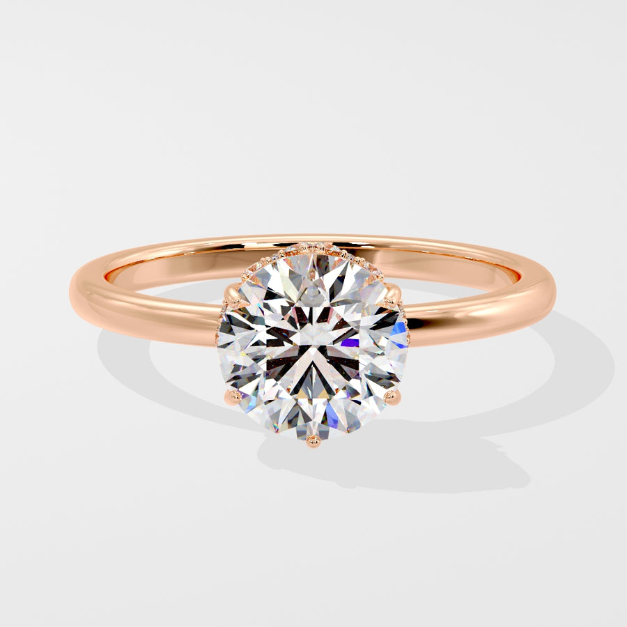 2 Carat Lab Grown Solitaire Round Diamond Engagement Ring in 18K Rose Gold