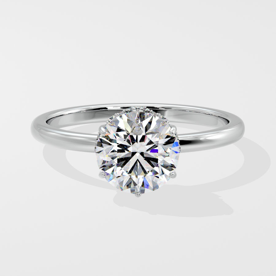 2 Carat Lab Grown Solitaire Round Diamond Engagement Ring in 18K White Gold