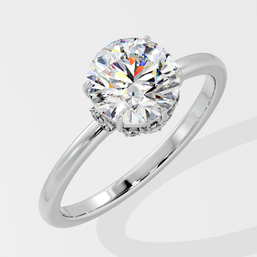2 Carat Lab Grown Solitaire Round Diamond Engagement Ring in 18K Gold