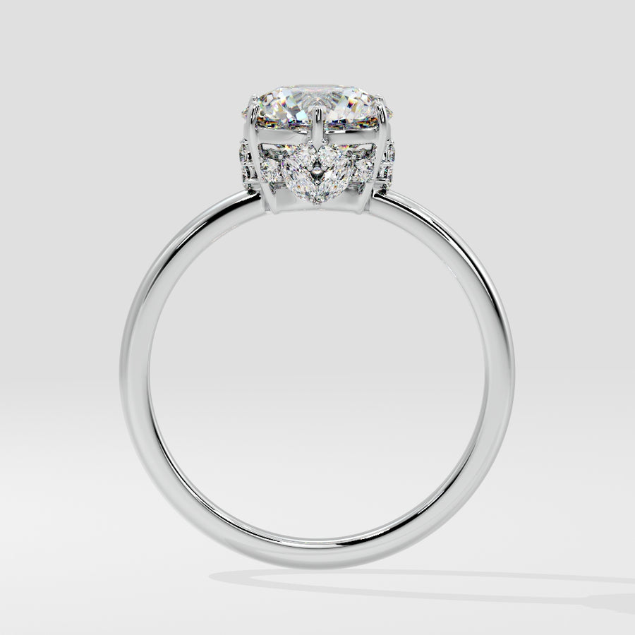 2 Carat Lab Grown Solitaire Round Diamond Engagement Ring in 18K White  Gold Side View