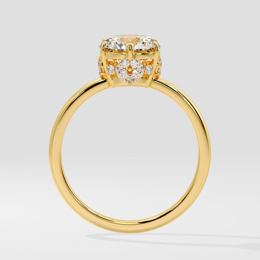 2 Carat Lab Grown Solitaire Round Diamond Engagement Ring in 18K Gold Side View