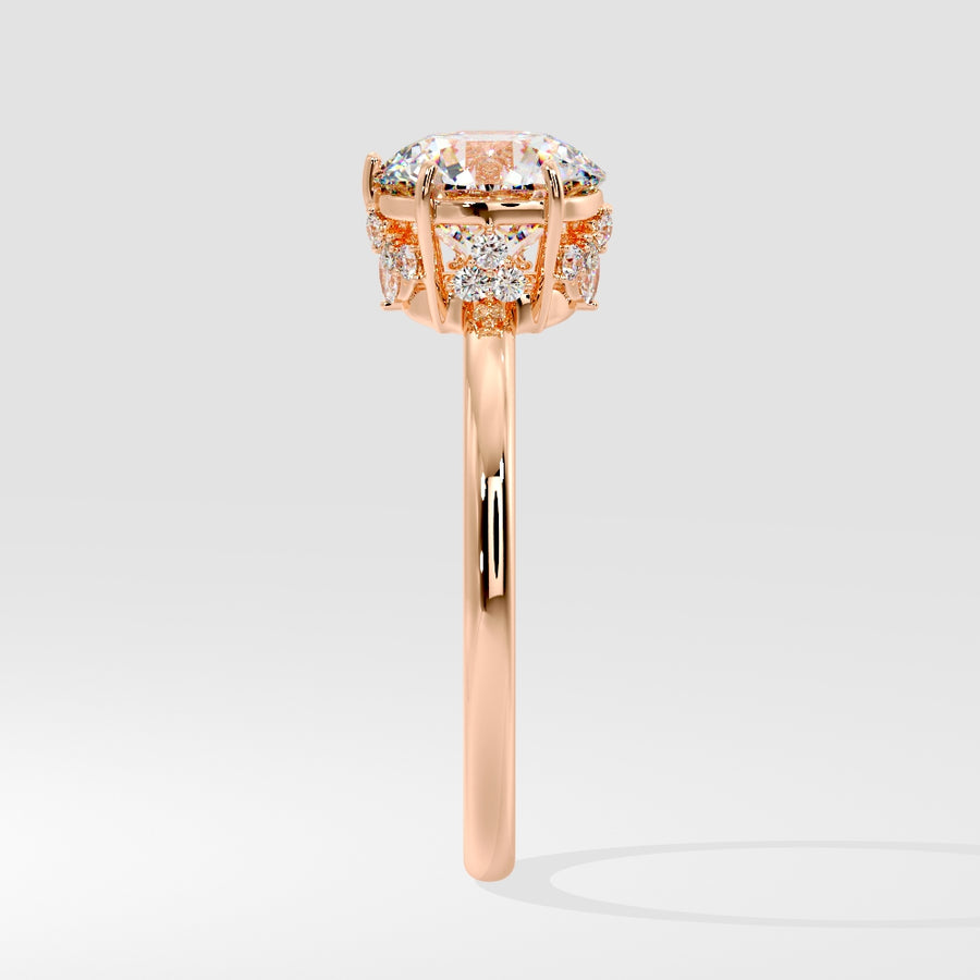 2 Carat Lab Grown Solitaire Round Diamond Engagement Ring in 18K Rose Gold Side View