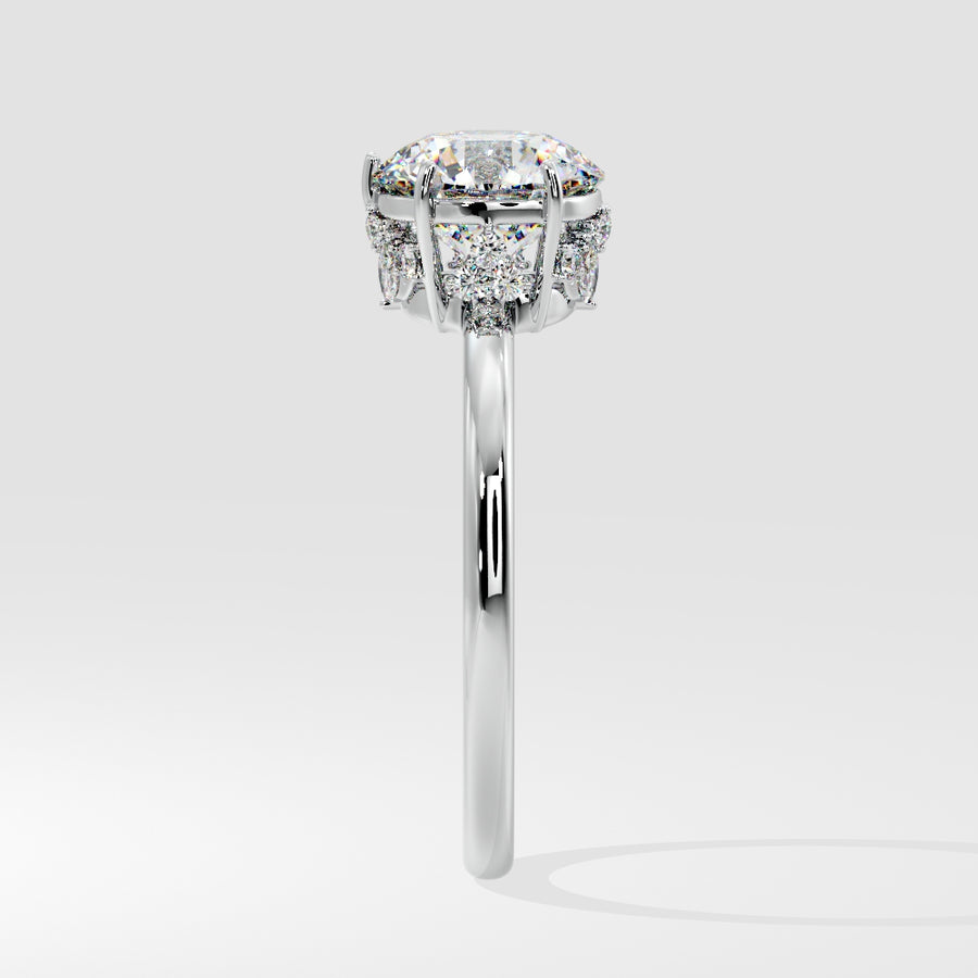 2 Carat Lab Grown Solitaire Round Diamond Engagement Ring in 18K White Gold SIde View