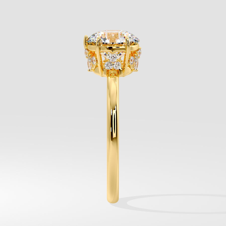 2 Carat Lab Grown Solitaire Round Diamond Engagement Ring in 18K Yellow Gold Side View