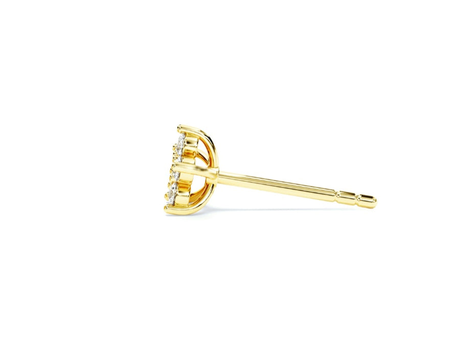 Diamond Flower Stud Earrings 14K Gold - GEMNOMADS