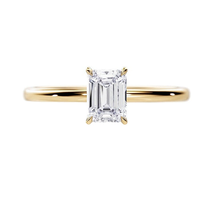 1 Carat Emerald Cut Diamond Engagement Ring in 18K Gold