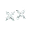 Diamond Flower Stud Earrings 14K White Gold - GEMNOMADS