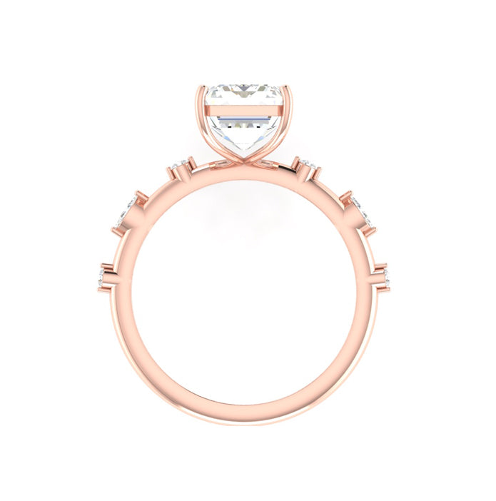 Valentina 3 Carat Emerald Natural Diamond Engagement Ring in 18K Gold