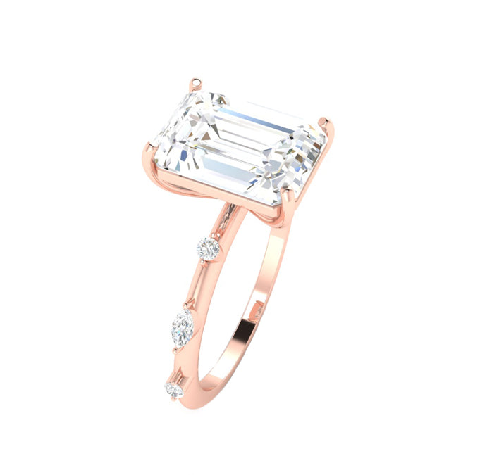 Valentina 3 Carat Emerald Natural Diamond Engagement Ring in 18K Gold