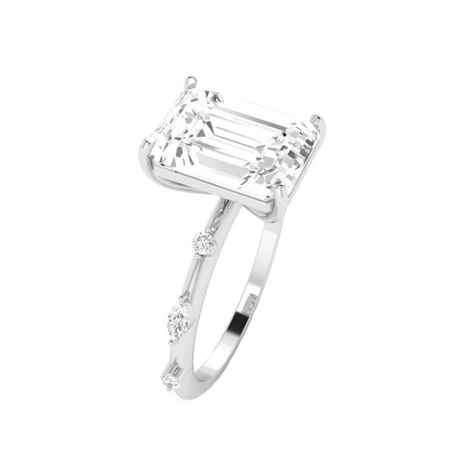 Valentina 3 Carat Emerald Lab Grown Diamond Engagement Ring in 18K Gold